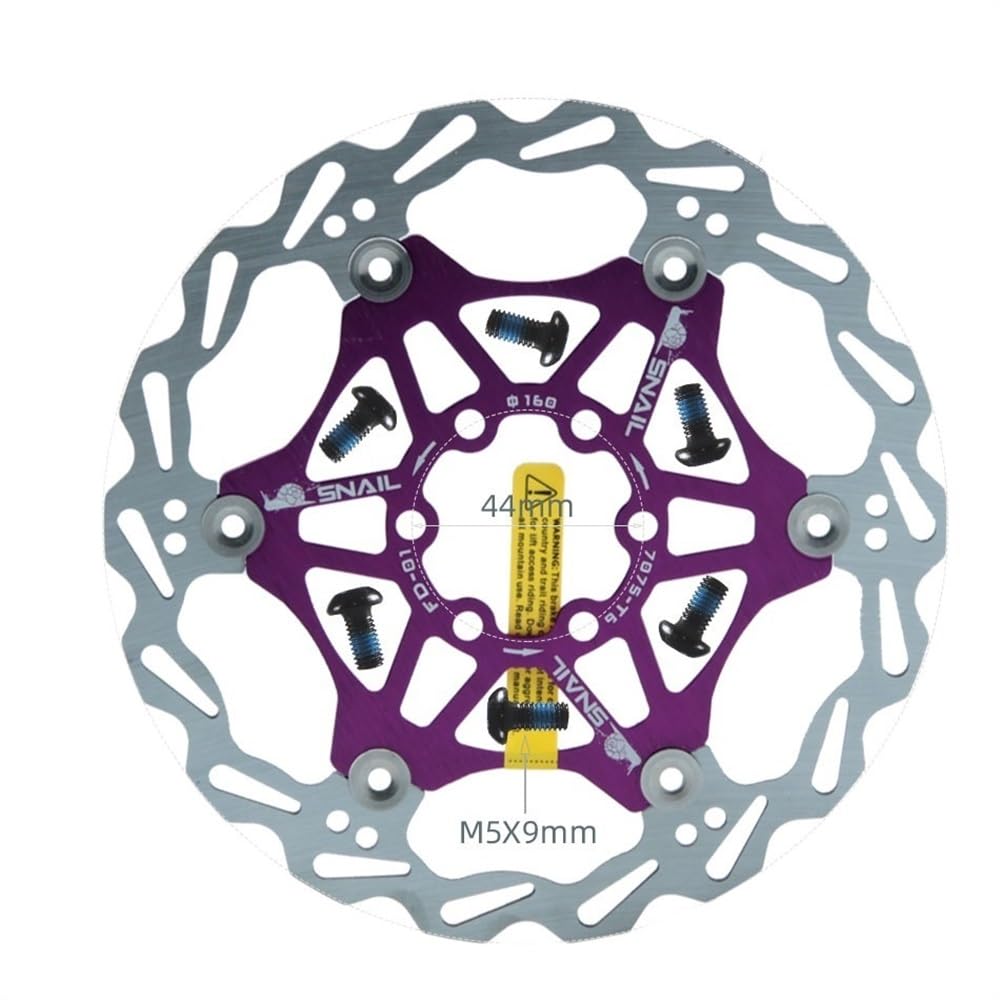 Bremsscheibe Fahrrad Disc Bremsbeläge 160 180 203 Mm Aluminium Legierung 6 Nagel Rotor Rennrad Schwimmende Scheiben Teil Zubehör Bremsscheiben(160mm Purple 1 PCS) von LUOKEKE