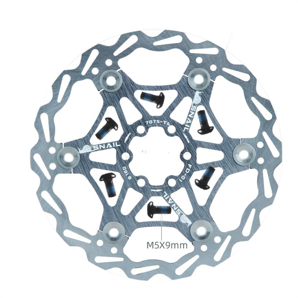 Bremsscheibe Fahrrad Disc Bremsbeläge 160 180 203 Mm Aluminium Legierung 6 Nagel Rotor Rennrad Schwimmende Scheiben Teil Zubehör Bremsscheiben(180 Titanium 1pcs) von LUOKEKE