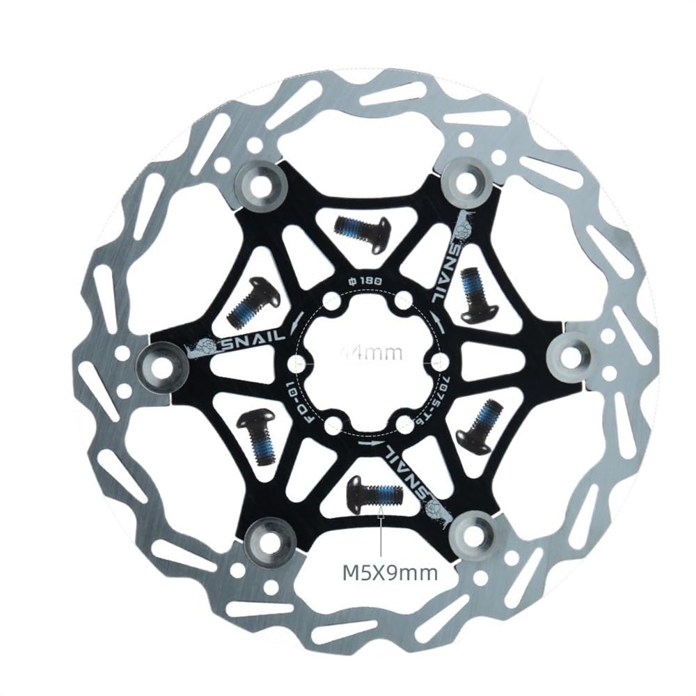 Bremsscheibe Fahrrad Disc Bremsbeläge 160 180 203 Mm Aluminium Legierung 6 Nagel Rotor Rennrad Schwimmende Scheiben Teil Zubehör Bremsscheiben(180mm Black 1 PCS) von LUOKEKE