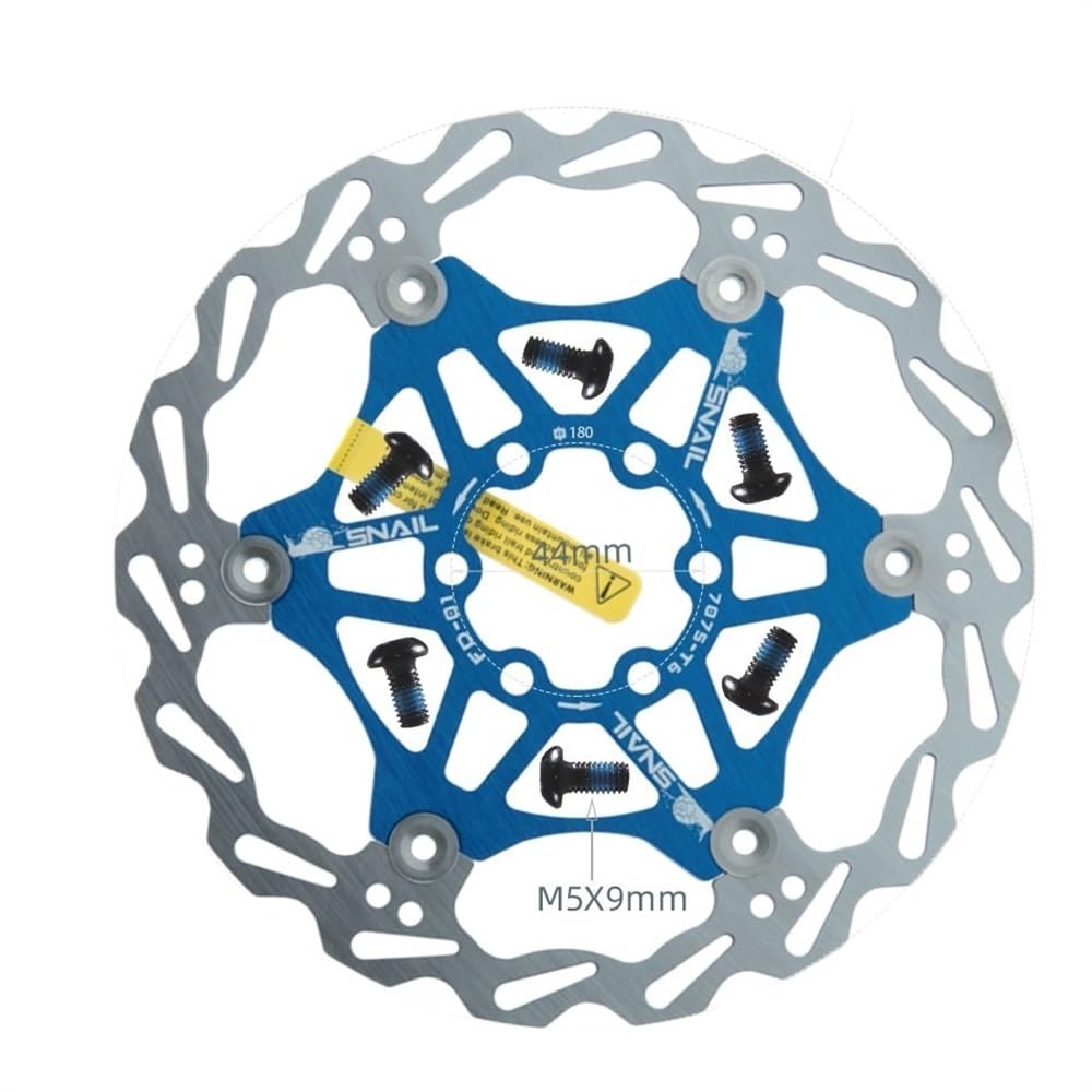 Bremsscheibe Fahrrad Disc Bremsbeläge 160 180 203 Mm Aluminium Legierung 6 Nagel Rotor Rennrad Schwimmende Scheiben Teil Zubehör Bremsscheiben(180mm Blue 1 PCS) von LUOKEKE
