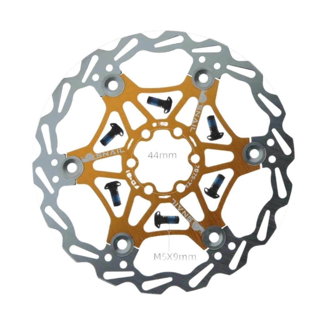 Bremsscheibe Fahrrad Disc Bremsbeläge 160 180 203 Mm Aluminium Legierung 6 Nagel Rotor Rennrad Schwimmende Scheiben Teil Zubehör Bremsscheiben(180mm Gold 1 PCS) von LUOKEKE