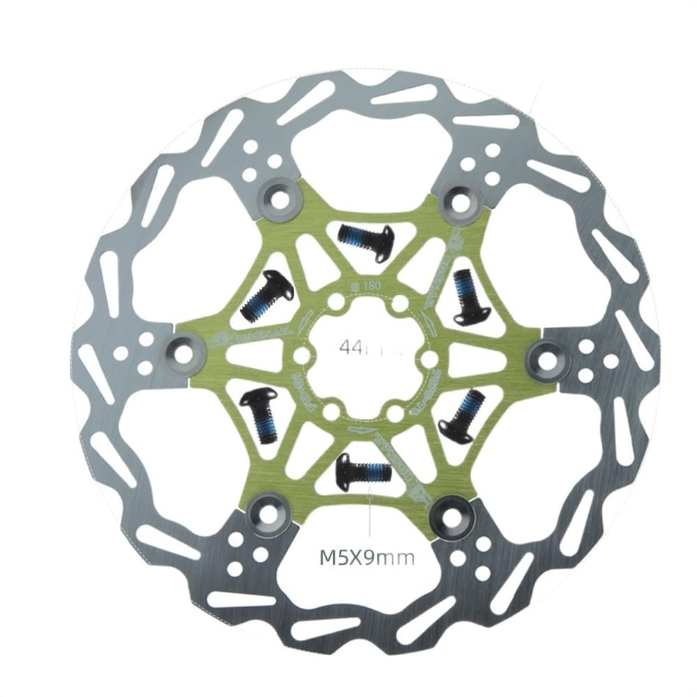 Bremsscheibe Fahrrad Disc Bremsbeläge 160 180 203 Mm Aluminium Legierung 6 Nagel Rotor Rennrad Schwimmende Scheiben Teil Zubehör Bremsscheiben(180mm Green 1PCS) von LUOKEKE
