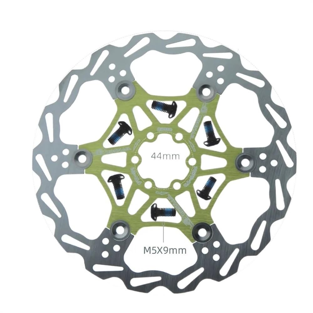 Bremsscheibe Fahrrad Disc Bremsbeläge 160 180 203 Mm Aluminium Legierung 6 Nagel Rotor Rennrad Schwimmende Scheiben Teil Zubehör Bremsscheiben(203mm Green 1PCS) von LUOKEKE