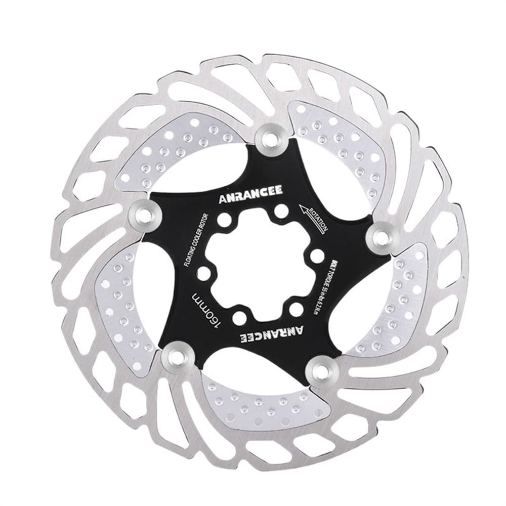 Bremsscheibe Mountain Bike Kühlscheibe Bremsbleche Pads 140 mm 160 mm 180 mm 203 mm 6 Schrauben Kühlrad Fahrrad Rotor Bremsscheiben(Metal 160mm black) von LUOKEKE