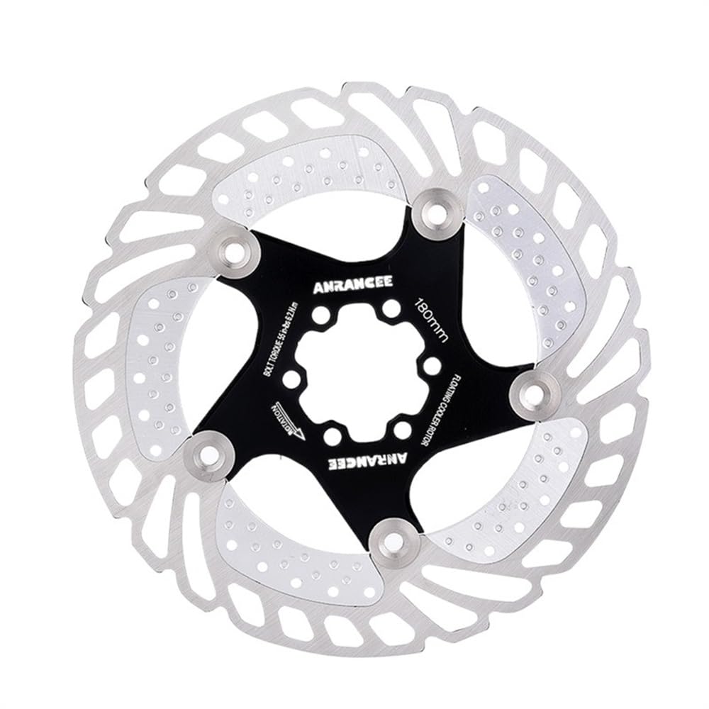 Bremsscheibe Mountain Bike Kühlscheibe Bremsbleche Pads 140 mm 160 mm 180 mm 203 mm 6 Schrauben Kühlrad Fahrrad Rotor Bremsscheiben(Metal 180mm black) von LUOKEKE