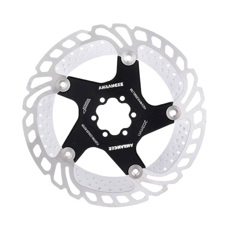 Bremsscheibe Mountain Bike Kühlscheibe Bremsbleche Pads 140 mm 160 mm 180 mm 203 mm 6 Schrauben Kühlrad Fahrrad Rotor Bremsscheiben(Metal 203mm black) von LUOKEKE