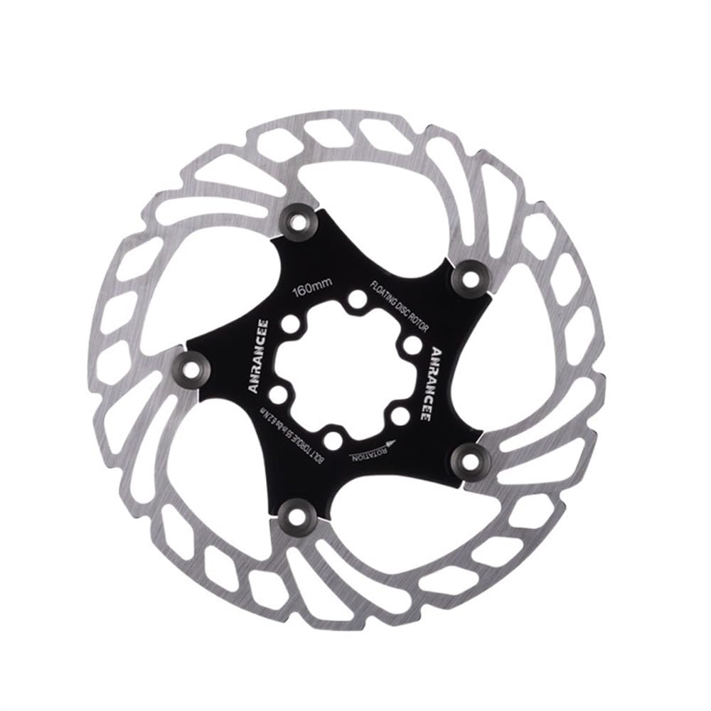 Bremsscheibe Mountain Bike Kühlscheibe Bremsbleche Pads 140 mm 160 mm 180 mm 203 mm 6 Schrauben Kühlrad Fahrrad Rotor Bremsscheiben(Normal 160mm black) von LUOKEKE