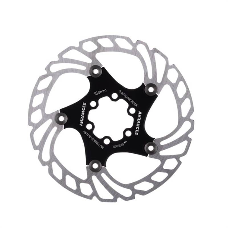 Bremsscheibe Mountain Bike Kühlscheibe Bremsbleche Pads 140 mm 160 mm 180 mm 203 mm 6 Schrauben Kühlrad Fahrrad Rotor Bremsscheiben(Normal 160mm black) von LUOKEKE