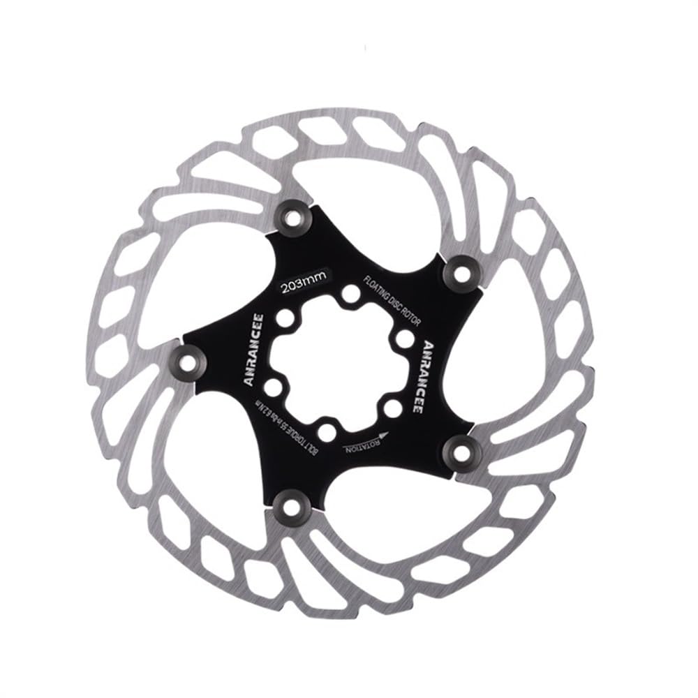 Bremsscheibe Mountain Bike Kühlscheibe Bremsbleche Pads 140 mm 160 mm 180 mm 203 mm 6 Schrauben Kühlrad Fahrrad Rotor Bremsscheiben(Normal 203mm black) von LUOKEKE