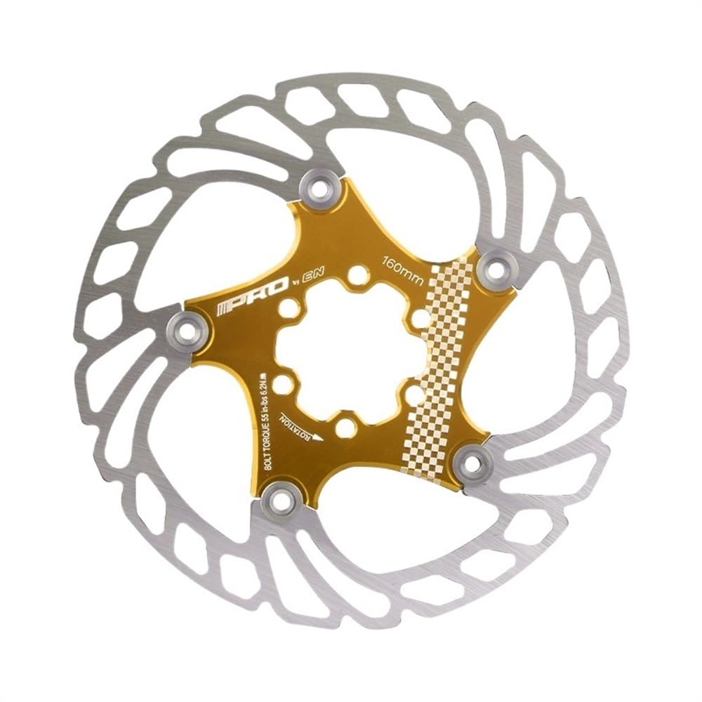 Bremsscheibe Mountainbike Edelstahl -Skid -Scheibe 140 mm 160 mm 180 mm 203 mm dünne und leichte Bremsbeläge schwimmende Rotoren Fahrradteile Bremsscheiben(140MM gold) von LUOKEKE