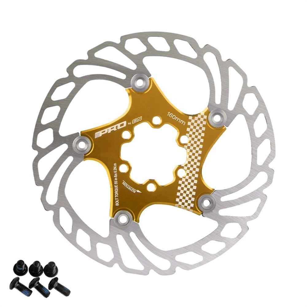 Bremsscheibe Schwimmender Rotor Mountainbike-Bremsrotor 6 Zoll Bergab Starke Wärmeableitung 140 160 180 203 mm Ultraleicht Bremsscheiben(Golden 160mm) von LUOKEKE