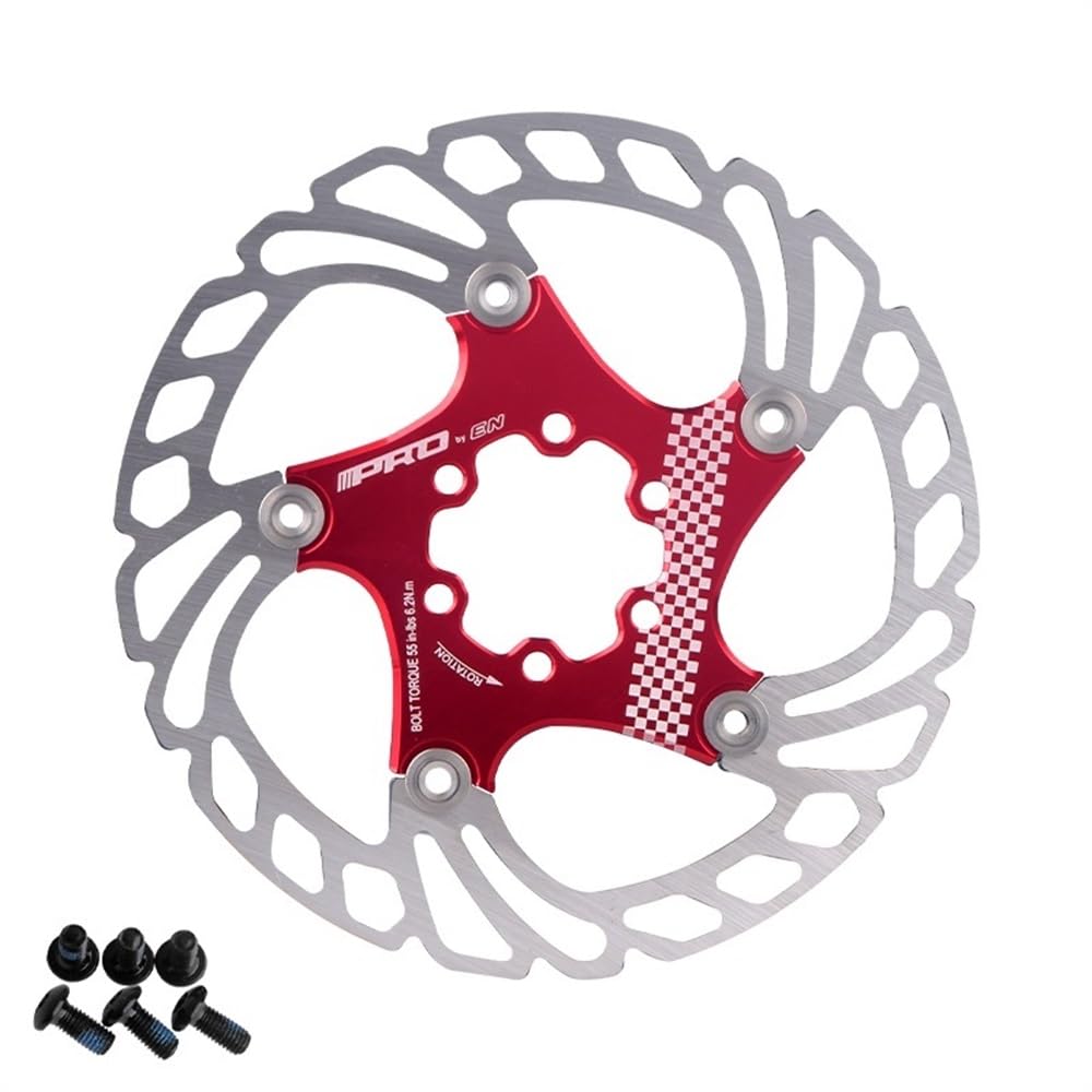 Bremsscheibe Schwimmender Rotor Mountainbike-Bremsrotor 6 Zoll Bergab Starke Wärmeableitung 140 160 180 203 mm Ultraleicht Bremsscheiben(Red 140mm) von LUOKEKE