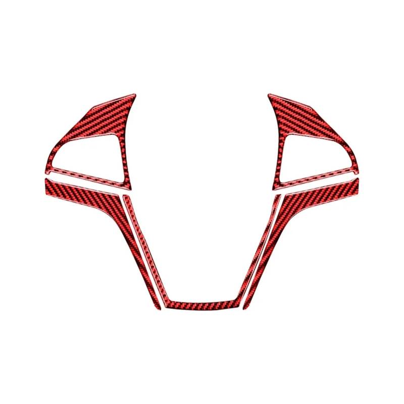 LUOWEINA Auto-Lenkradverkleidungs-Abdeckungsaufkleber, passend for Chevrolet, Camaro 2013–2015, Zubehör aus echtem Carbon, Innendekoration Lenkradrahmenschutz(Red) von LUOWEINA