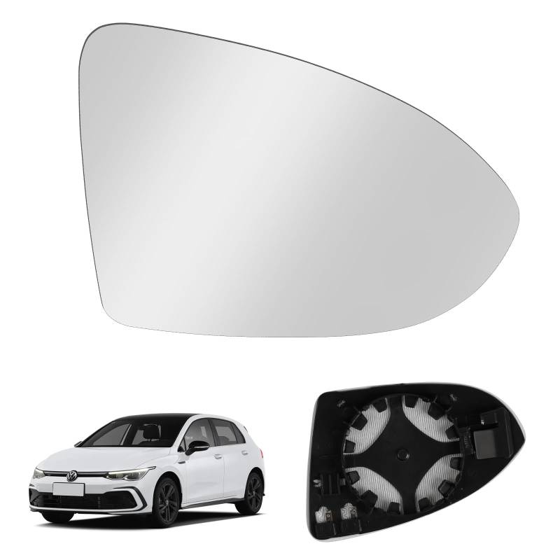 Spiegelglas Ersatz für Golf 7 MK7/7.5/GTI/R-line, Rechts Beifahrerseite Beheizbar Asphärisch Umkehrlinse Rückfahrglas Spiegel mit Trägerplatte, Spiegelglas Glas für Golf Sportsvan 2016-2018 von LURICO