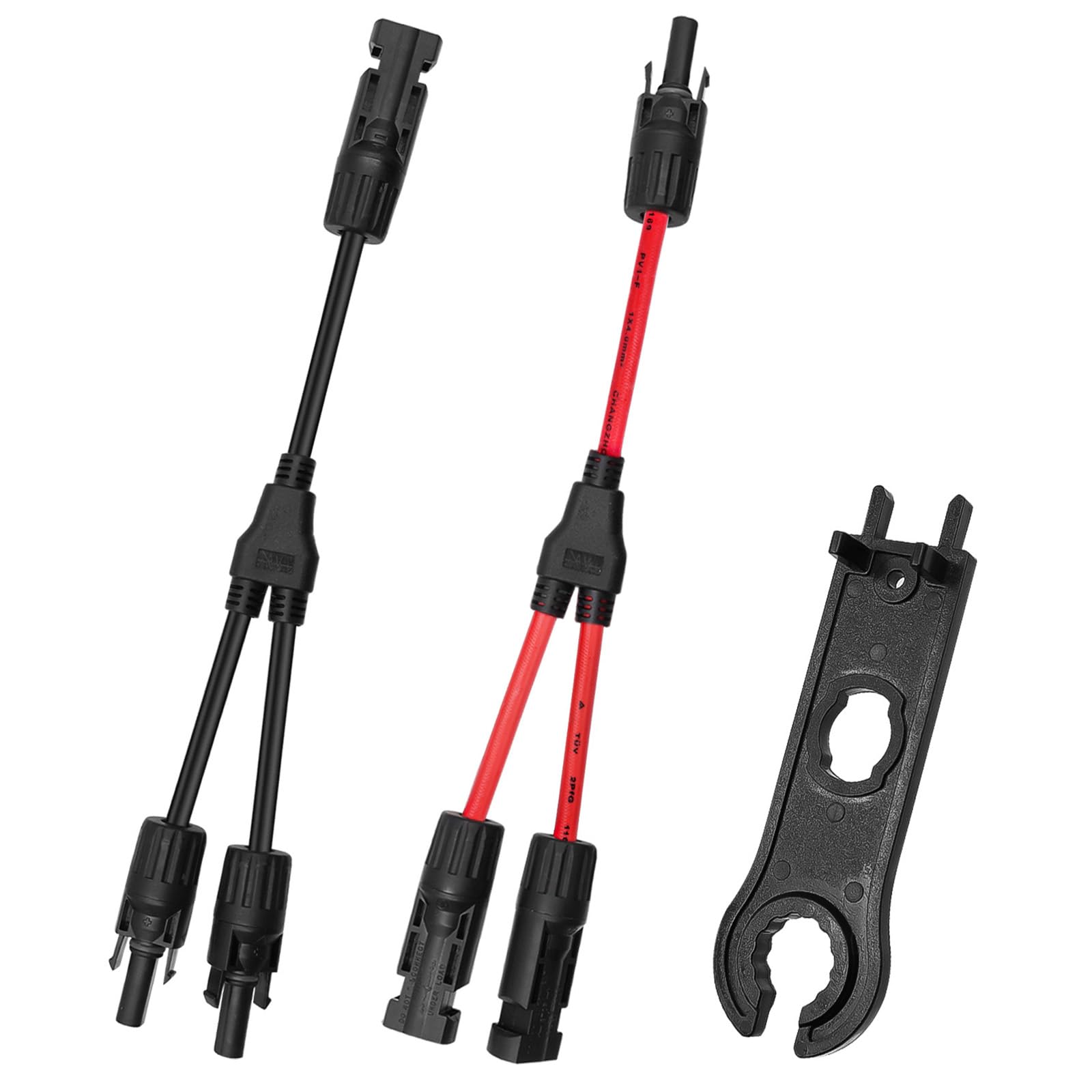 Y Stecker Solar 4mm, Y Kabel Solar 2 Paar, Solar y Stecker 4mm2, Solarkabel Y-Verteiler 4mm2, Solarpanel Stecker Sdapter, für Solaranlage Steckerfertig(Rot +Schwarz) von LURICO