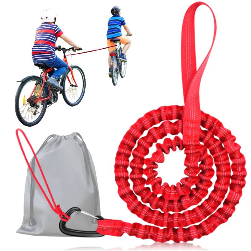 LURNODY 3 Meter Abschleppseil Fahrrad Kinder, Einziehbares Abschleppseil Fahrrad,Tragfähigkeit 500 lbs Tow Rope für Abschleppgurt Elastisch Bungee für Das Ziehen Von Fahrrädern Bei Langen Bergfahrten von LURNODY