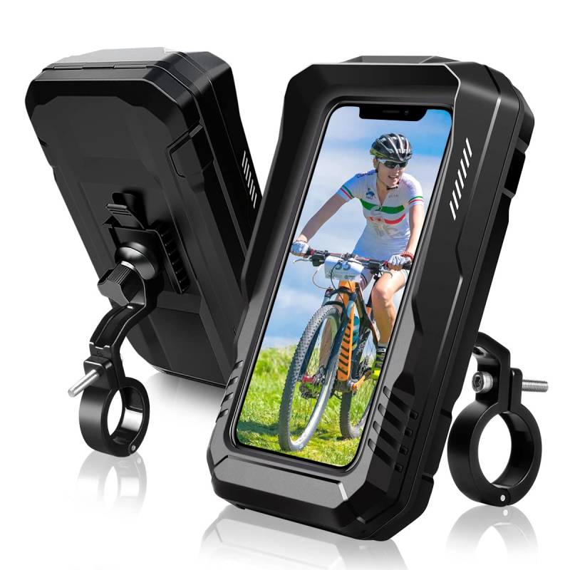 LUROON Handyhalterung Fahrrad, Wasserdicht Handyhalter Motorrad, Anti-Verwackelungen Universal 360 Drehung Empfidlich Touch Screen Scooter Handy Halterung für 3,5-6,7 Zoll Smartphone von LUROON