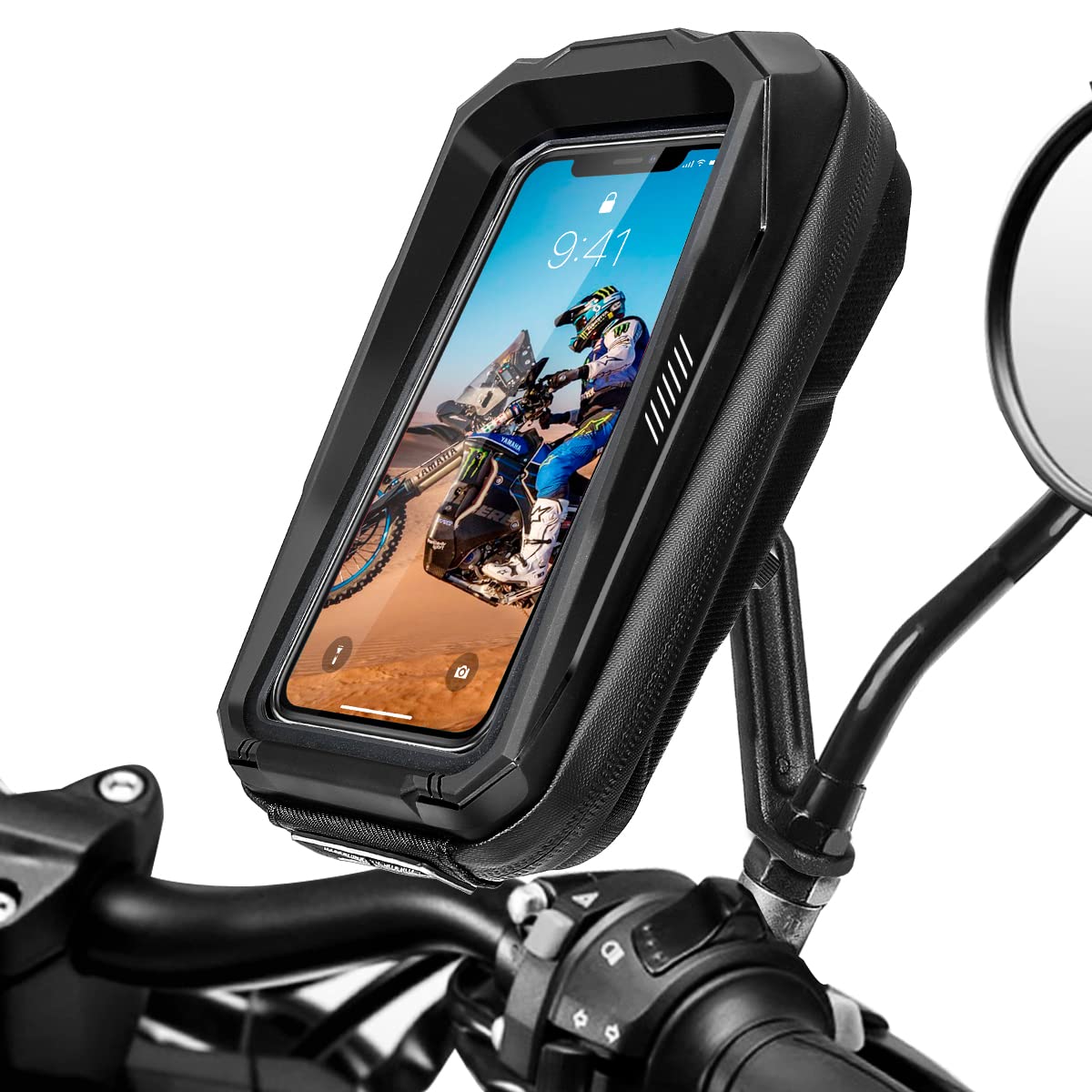 LUROON Motorrad Halterungen Wasserdicht Motorrad Handyhalterung 360 Drehung Anti-Vibration Stabile Handy Halterung Motorrad Touch ID und Gesichts ID Smartphone Halterung Motorrad Bis zu 6,7 Zoll von LUROON