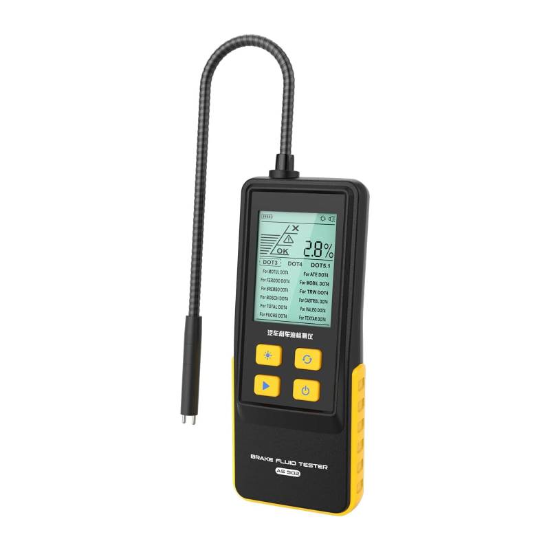 Brake Fluid Tester DOT 3/4/5.1 Bremsflüssigkeitstester Bremsflüssigkeitsprüfer Auto - Digitale Bremsflüssigkeit Prüfgerät für Bremsflüssigkeiten mit 2,8" LCD-Bildschirm & Hochpräziser Sonde von LUTIFIX