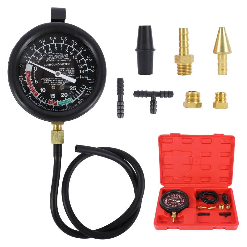 LUTIFIX Kfz-Vakuummeter, Kfz-Kraftstoffpumpe und Vakuumdruckmessgerät, Leckage-Kit, Vergaserventil, Kraftstoffpumpendruck- und Vakuumtester von LUTIFIX