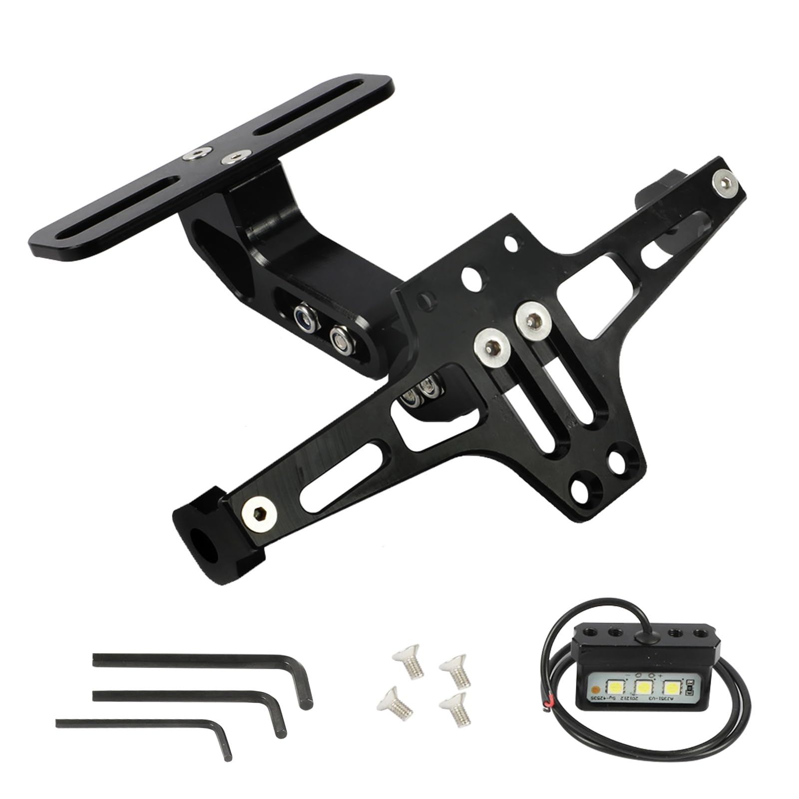 Motorrad-Kennzeichenhalter, Universal Motorcycle Fender Eliminator With LED Light CNC Aluminum Motorcycle License Plate Bracket Motorcycle License Plate Holder von LUTIFIX