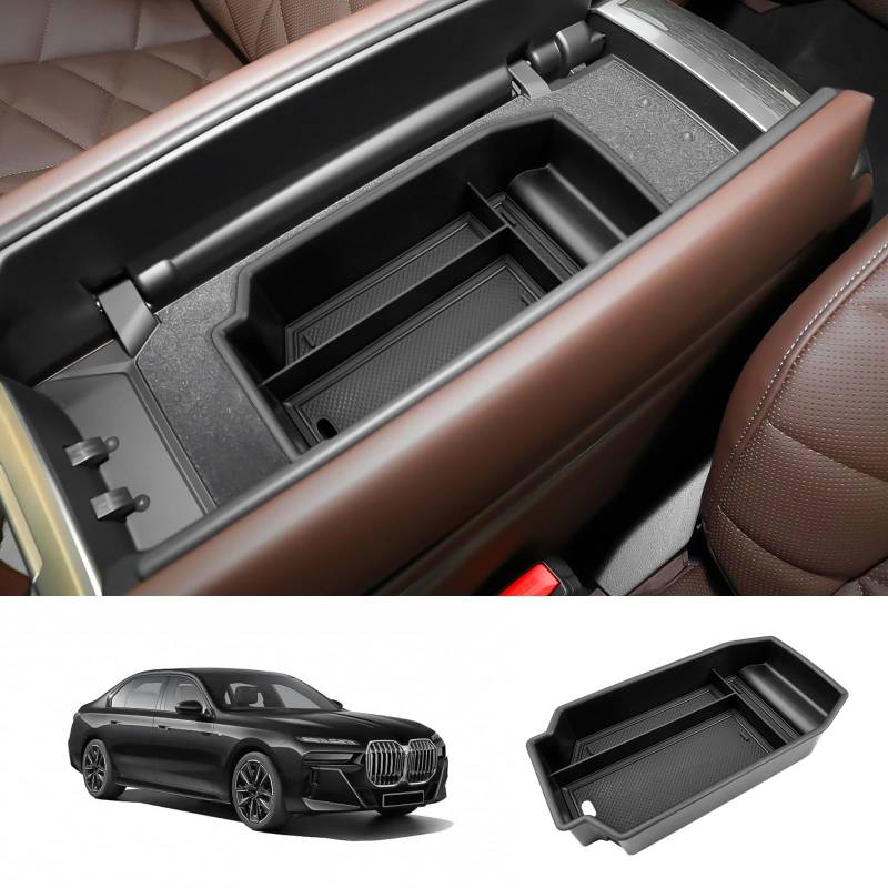 LUWU Kompatibel mit BMW 7er G70 i7 2023 2024 Facelift Mittelkonsole Armlehnen Aufbewahrungsbox Handschuhfach Organizer Auto 7er G70 i7 2024 Zubehör Tuning mit Rutschfester Matte von LUWU