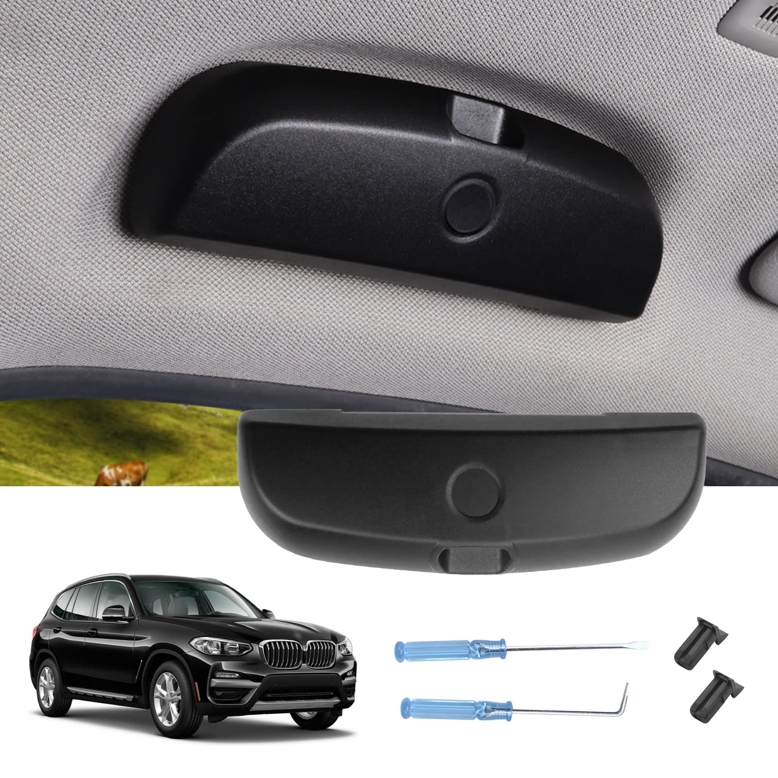 LUWU Kompatibel mit BMW X1 X2 X3 X5 1er 3er 5er 7er Auto Sonnenbrillenhalter Auto Brillenhalter,Sonnenbrillenhalterung Brillenetui Innenraum Zubehör,Auto Glasses Case Holder Brillenetui(Schwarz) von LUWU