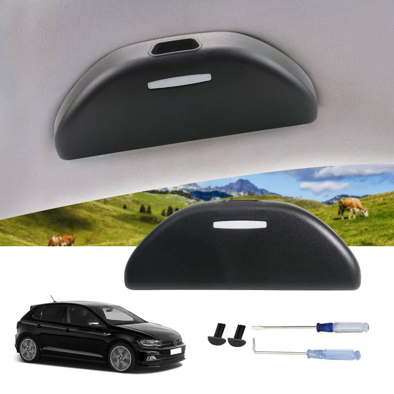 LUWU Kompatibel mit VW Polo MK6 BJ 2018-2023 /Seat Leon 5F MK3 2012-2019 Auto Sonnenbrillenhalter Auto Brillenhalter,Sonnenbrillenhalterung Brillenetui Aufbewahrungsbox Organizer Zubehör (Schwarz) von LUWU