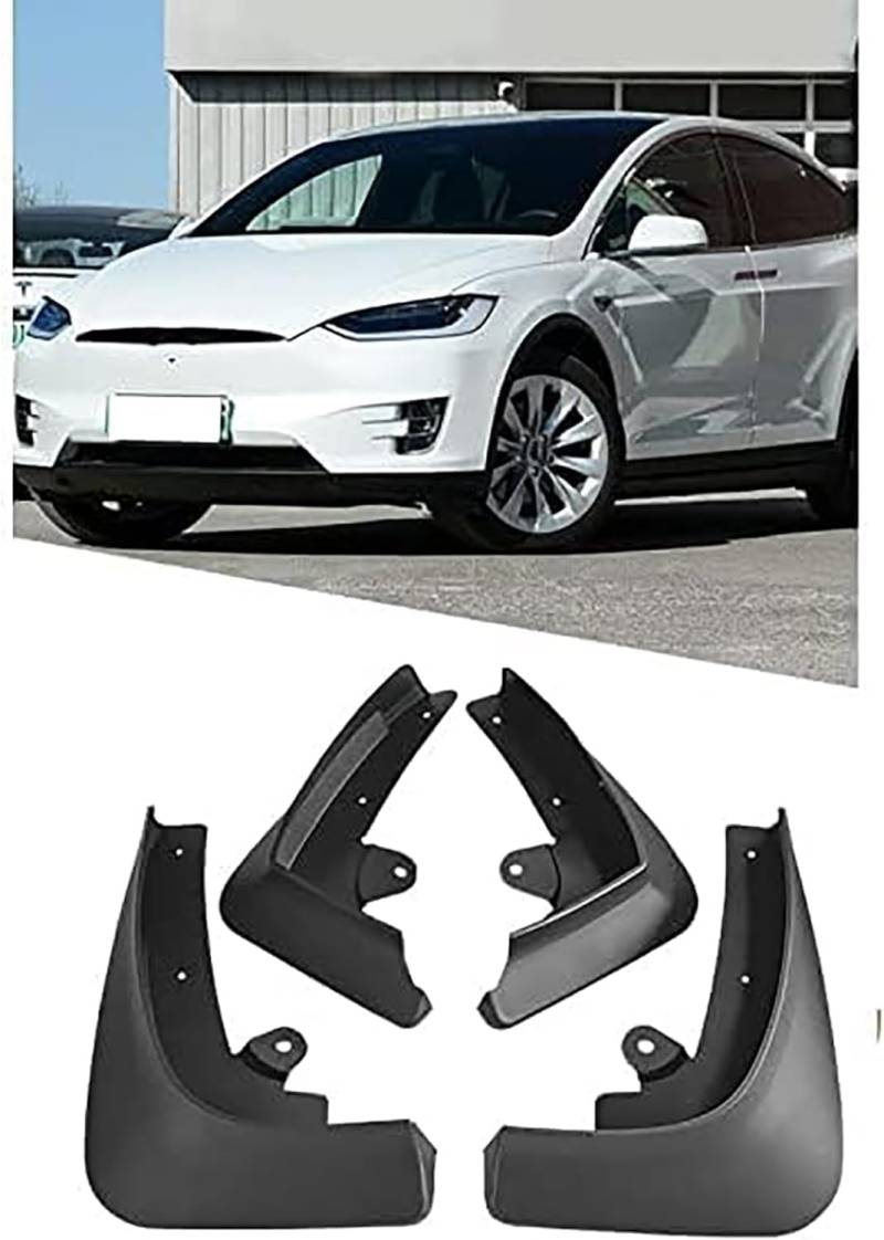 4 Stück Auto Schmutzfänger für Tesla Model X 2016-2021, Langlebig Verschleißfest Schlagfest Schmutzfänger, Vordere Hintere Spritzschutz von LUlude