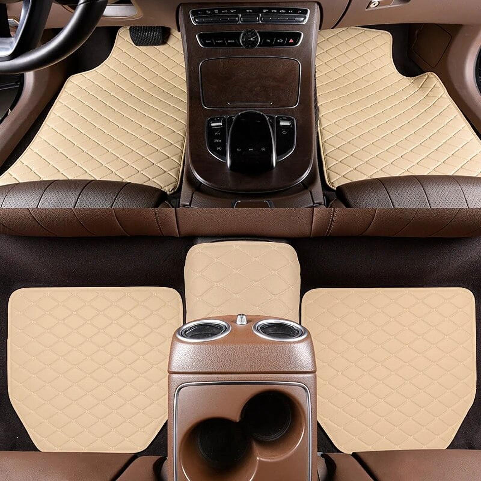 5 teiliger Auto Satz Fußmatten, für Mercedes-Benz M-Class W164 2005-2011 PU Leder Allwetter Auto FußMatten wasserdichte rutschfeste Zubehör,F Beige von LVIPP