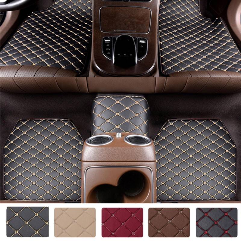 5 teiliger Auto Satz Fußmatten, für Mini 4seats 2004-2013 PU Leder Allwetter Auto FußMatten wasserdichte rutschfeste Zubehör,A BlackBeige von LVIPP