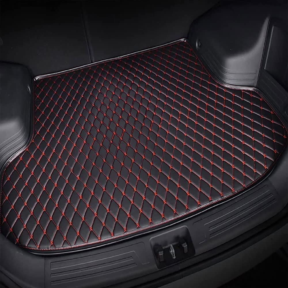 Auto Leder Kofferraummatten für Nissan X-Trail III (T33) 2022 2023 7-seat, Langlebiges Wasserdicht Kratzfest Kofferraumwanne Schutzmatte, Innenraum ZubehöR,C/Black-Red von LVSH