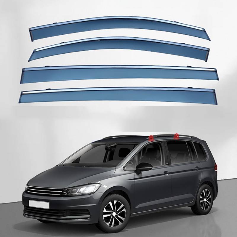 4 Stück Auto Windabweiser Autofenster für VW Touran L MK2-5T 2016-2020 2021 2022 2023, Einfache Montage Regenabweiser Wasserdicht Schatten Deflektoren Auto Zubehör von LVTFCO