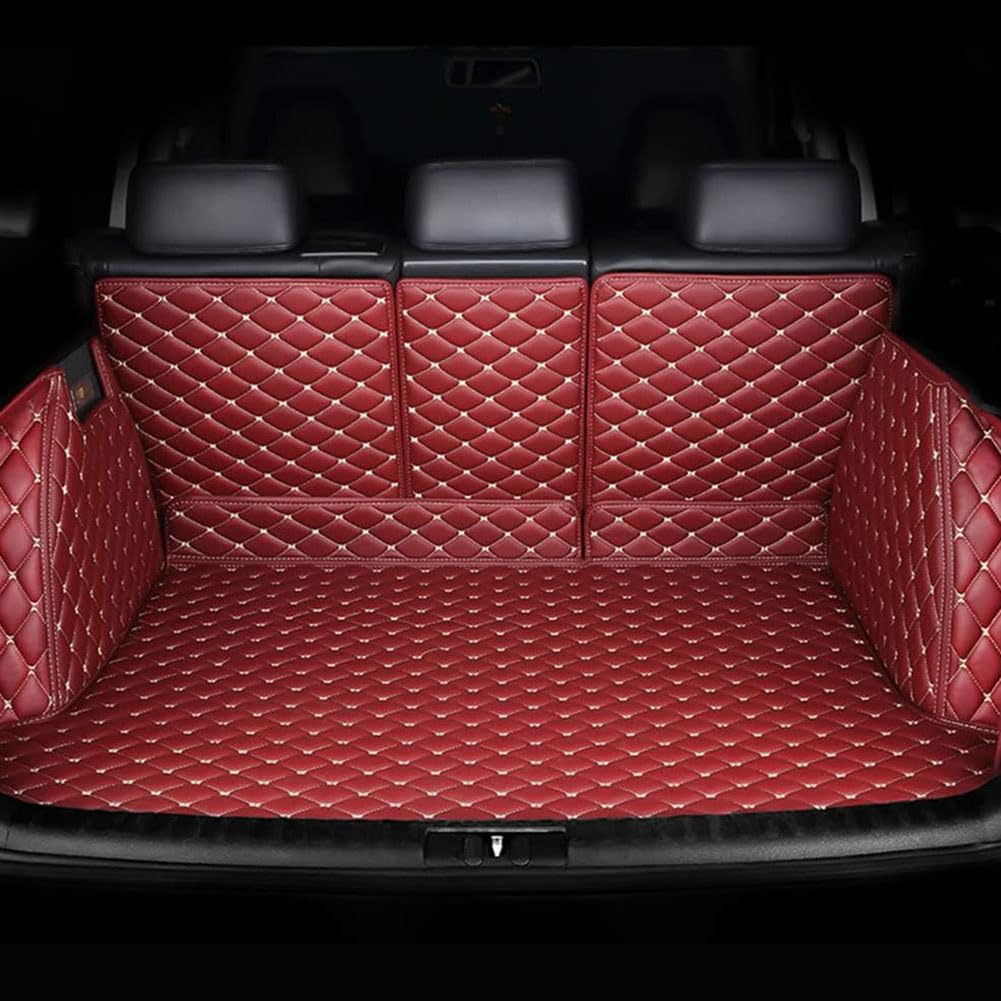 Auto Vollabdeckung Leder Kofferraummatte für Tesla Model 3 2019-2023, Antirutschmatte Wasserdicht Kratzfest Kofferraumwanne Gepäckraummatte Innere Autozubehör,F/WineRed von LVTFCO