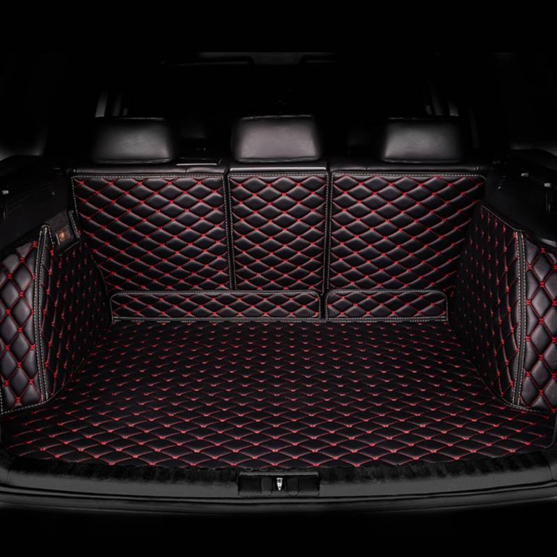 Kofferraum Schutzmatte für VW Tiguan II Allspace 7-seat 2017-2023, Kofferraummatte Antirutschmatte Auto Kofferraumschutz Kofferraumwanne Auto Zubehör,Black-Red von LVTFCO