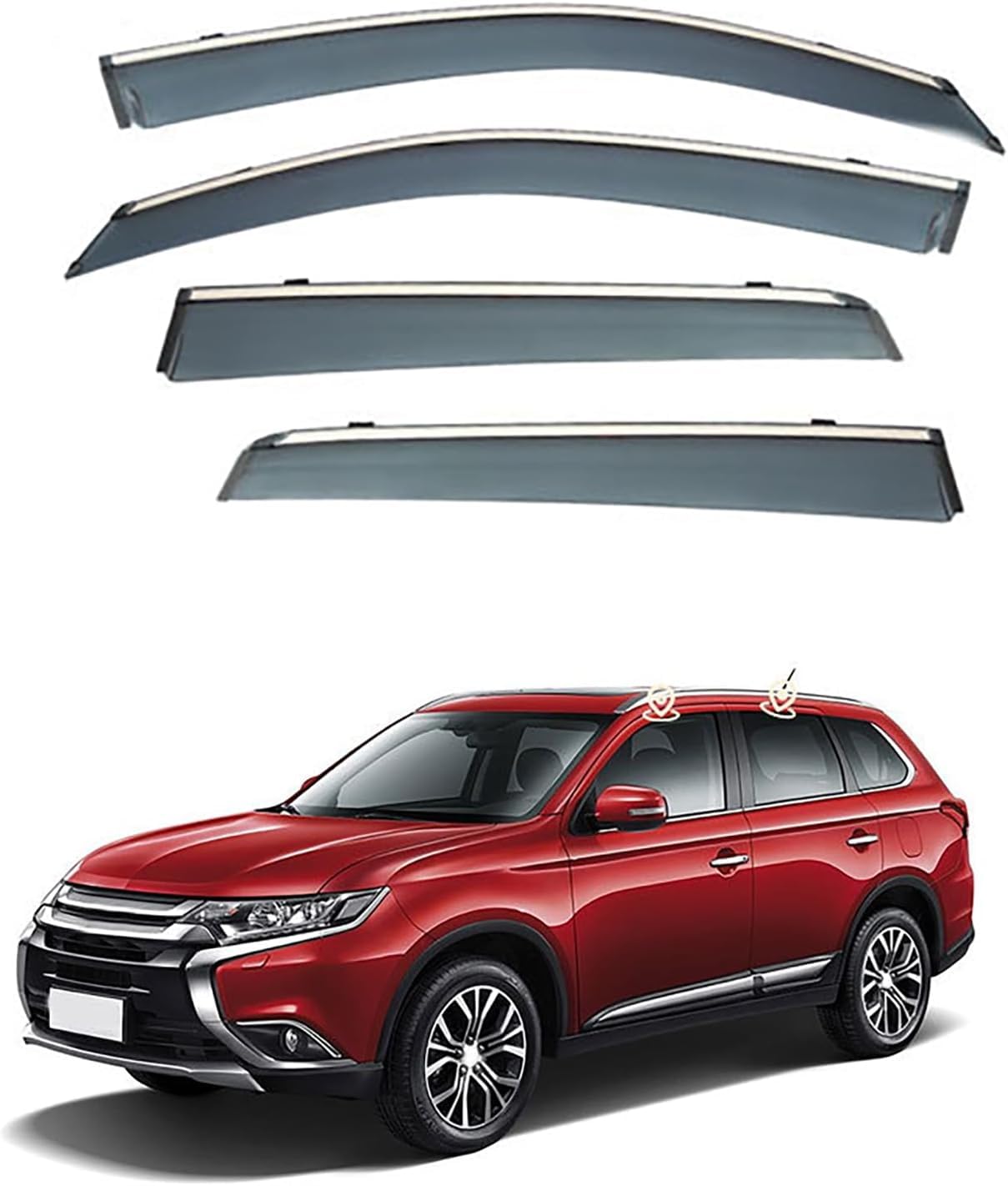 LVTFCO 4 Stück Auto Windabweiser Autofenster für Mitsubishi Outlander MK3 2013-2021, Einfache Montage Regenabweiser Wasserdicht Schatten Deflektoren Auto Zubehör von LVTFCO