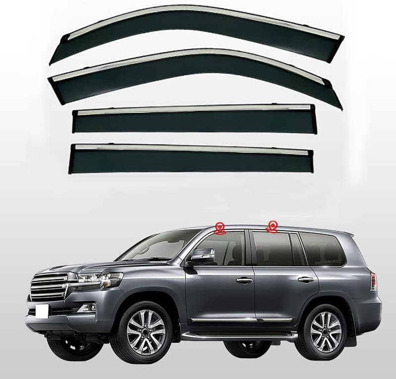 LVTFCO 4 Stück Auto Windabweiser Autofenster für Toyota Land Cruiser LC200 MK9-J200 2008-2020, Einfache Montage Regenabweiser Wasserdicht Schatten Deflektoren Auto Zubehör von LVTFCO