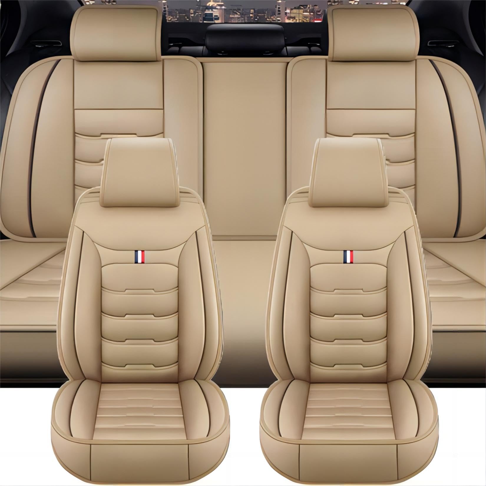 LVTFCO Auto Sitzbezüge für Jeep Cherokee Grand Cherokee 2003-2021 2022 2023 2024, Car Seat Covers Autositzbezüge Sitzschoner Auto Zubehör Innenraum,Beige von LVTFCO