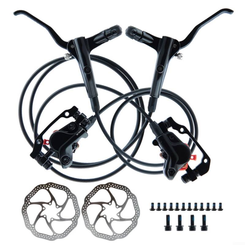 Hydraulisches Scheibenbremsen-Set für Mountainbike, vorne 750 mm, hinten, 1400 mm, hydraulisches Bremsen-Set, Adapter für Mountainbike, bilaterale Bremse (links vorne rechts hinten mit 2 Rotoren) von LVYXON