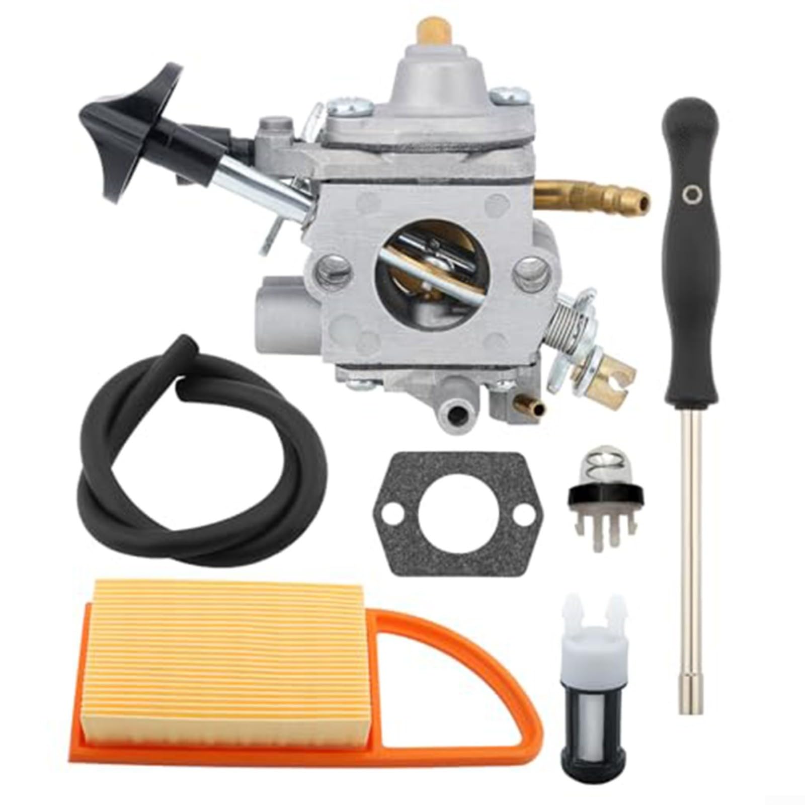 Vergaser-Kit für BR500 BR550 BR600 Rucksackgebläse Ersatzteile 4282-120-0606 4282-120-0607 mit Luftfilter, Kraftstoffleitung, Primerbirne, Dichtungen, Einstellwerkzeug von LVYXON