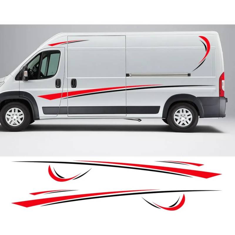 6 Teile/los Autoaufkleber Grafiken Sport Vinyl Streifen Camper Van Aufkleber, für Peugeot, für Boxer, für Citroen Jumper, für FIAT Ducato Zubehör von LWAILJH