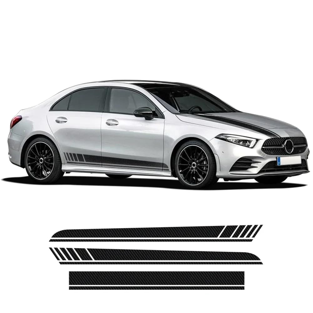 Auto-Styling-Motorhaubenaufkleber AMG Racing Stripes Seitenschweller-Vinylaufkleber, für M=ercedes B=ENZ A-Klasse V177 4-türige Limousine, für SWB 2018-heute von LWAILJH