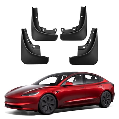 4 Stück Schmutzfänger Auto für Tesla Model 3 2024, Vorder Und Hinterreifen Spritzschutz Kit Schlamm Klappen Zubehör von LWWNNFC