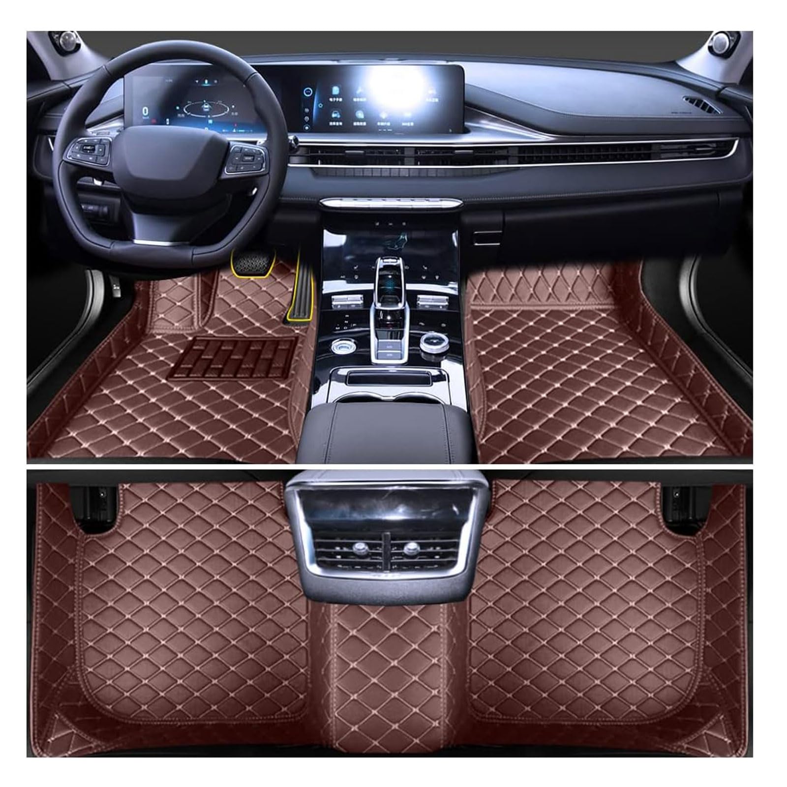 Fussmatten Auto für Lexus LX(8seats) 2016 2017 2018 2019 2020 2021, Auto Fussmatten PU-Leder Wasserfest Antirutsch Allwetter Fußmatten Auto Zubehör,Coffee von LWWNNFC