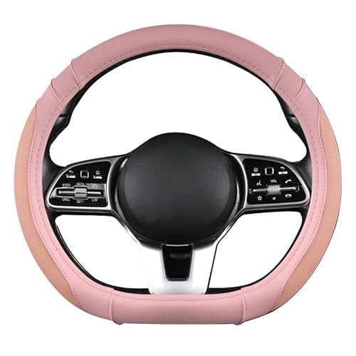 Auto Lenkradbezug, für FIAT Panda Coupe Punto Ulysse Brava Barchetta Marea Diameter 38 cm Gummi-Eisseide rutschfest schweißabsorbierend, B Pink D base von LWWX