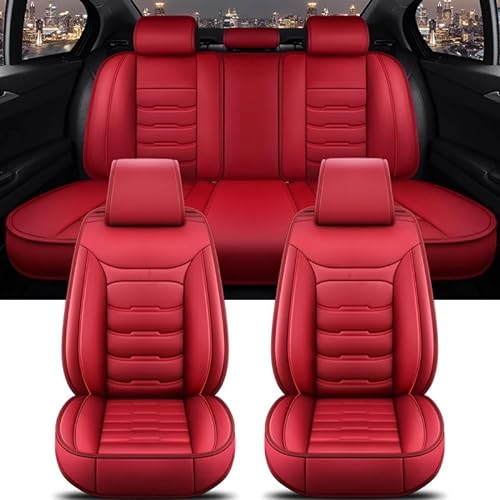 LXBSXY 9 Stück Maßgeschneidertes Auto PU Leder Sitzbezüge Sets für Ford B Max 2015+, Airbag Kompatibel, Wasserdichter Rutschfester Atmungsaktiv Sitzschoner Zubehör,A/RED von LXBSXY