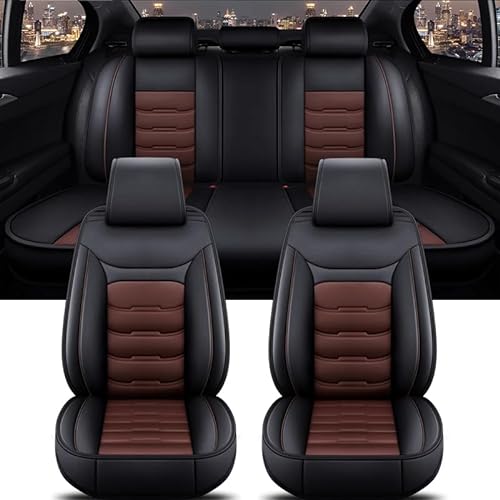 LXBSXY 9 Stück Maßgeschneidertes Auto PU Leder Sitzbezüge Sets für Hyundai Elantra 2005-2023, Airbag Kompatibel, Wasserdichter Rutschfester Atmungsaktiv Sitzschoner Zubehör,A/BLACKCOFFEE von LXBSXY