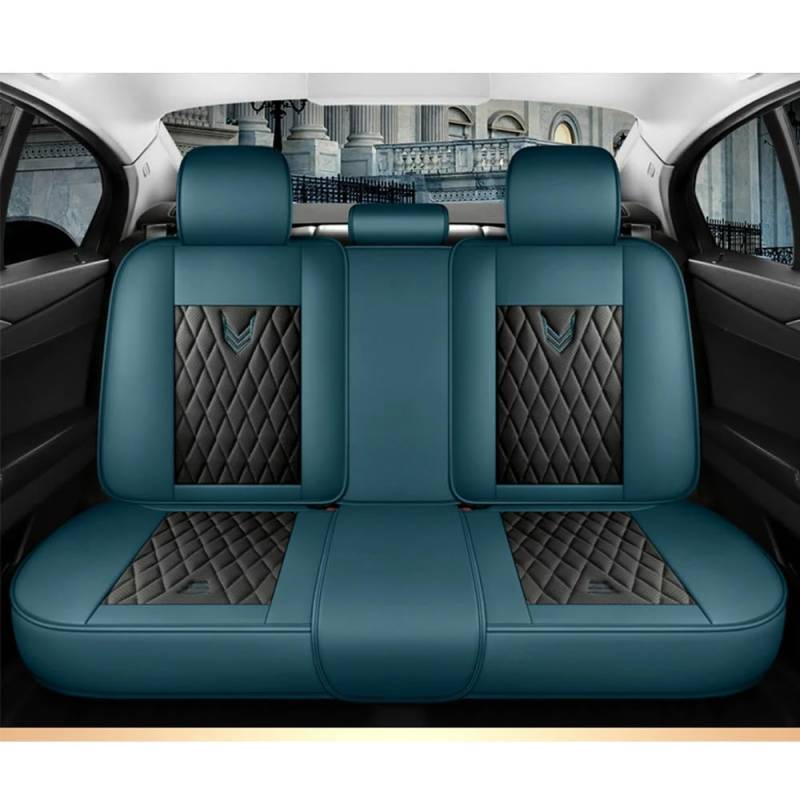 LXBSXY 9 Stück Maßgeschneidertes Auto PU Leder Sitzbezüge Sets für Maserati Ghibli 2014-2023, Airbag Kompatibel, Wasserdichter Rutschfester Atmungsaktiv Sitzschoner Zubehör,A/BLUE von LXBSXY