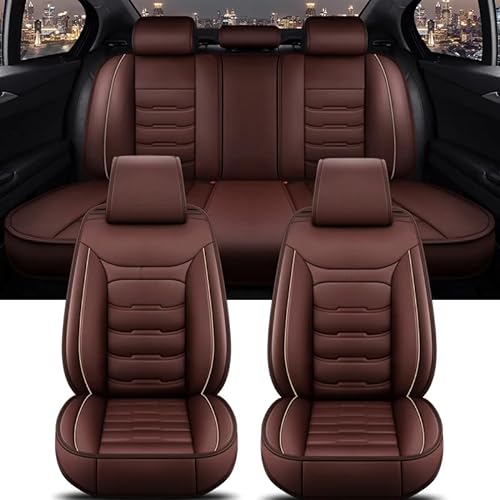 LXBSXY 9 Stück Maßgeschneidertes Auto PU Leder Sitzbezüge Sets für Suzuki D max 2015-2023, Airbag Kompatibel, Wasserdichter Rutschfester Atmungsaktiv Sitzschoner Zubehör,A/COFFEE von LXBSXY