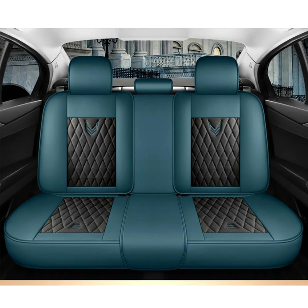 LXBSXY 9 Stück Maßgeschneidertes Auto PU Leder Sitzbezüge Sets für VW Jetta 2006-2012, Airbag Kompatibel, Wasserdichter Rutschfester Atmungsaktiv Sitzschoner Zubehör,A/BLUE von LXBSXY